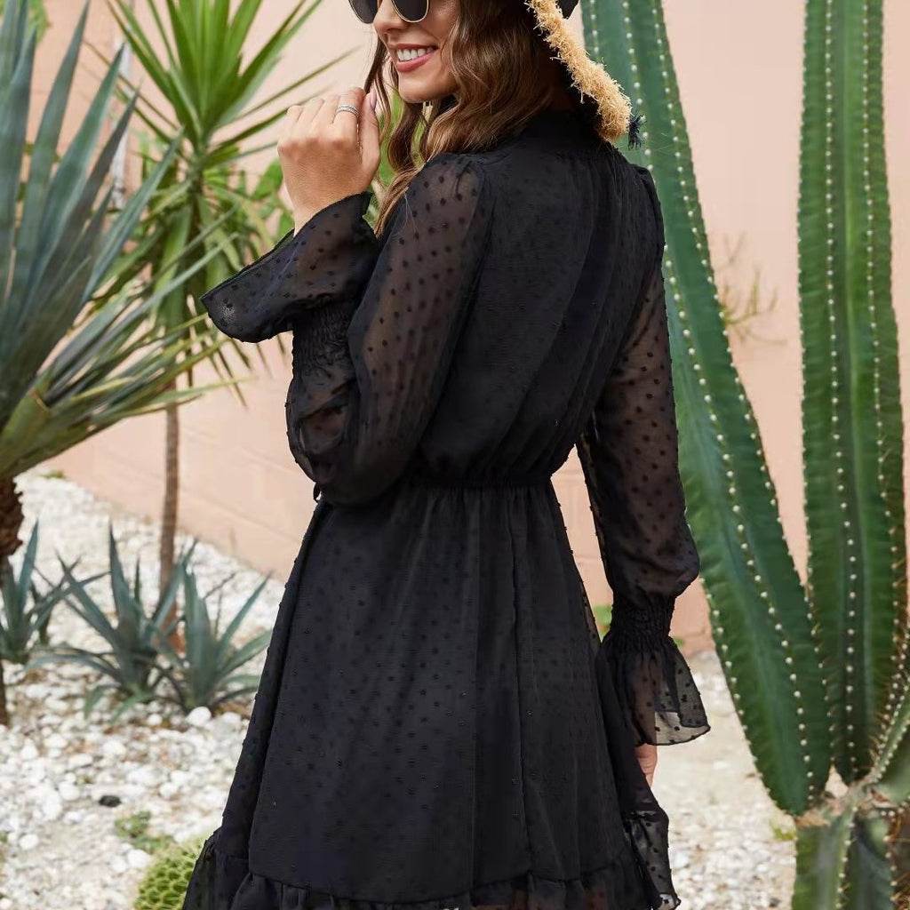 Womens Fashionable Slimming All-Match Long-Sleeve Dress