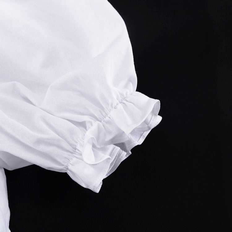 White Ruffled Linen-Blend Two-Piece Co-ord Set