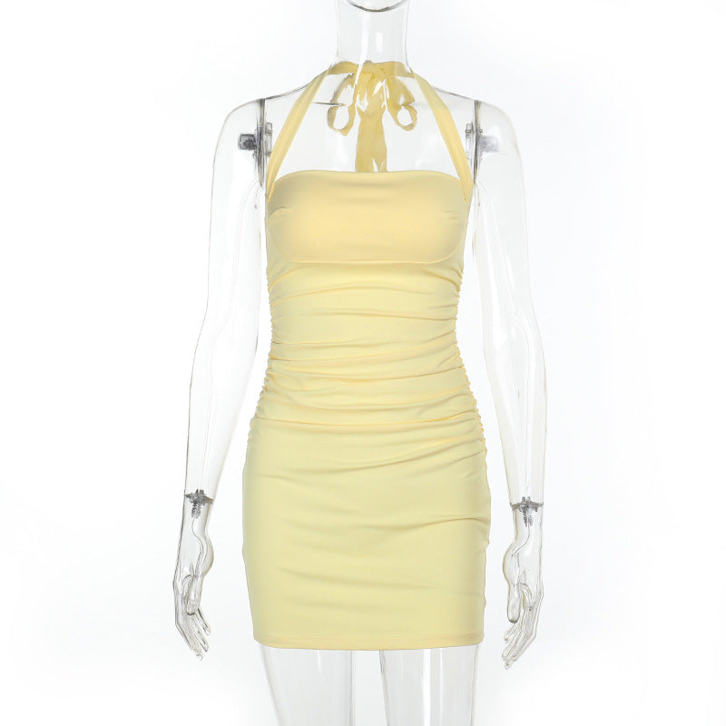 New Womens Basic Halter-Neck Slip Dress