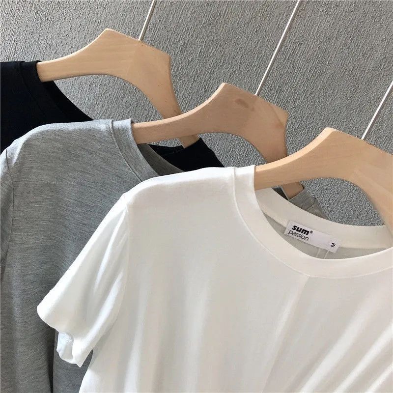 Knotted Cropped Loose-fitting Sporty Casual T-shirt