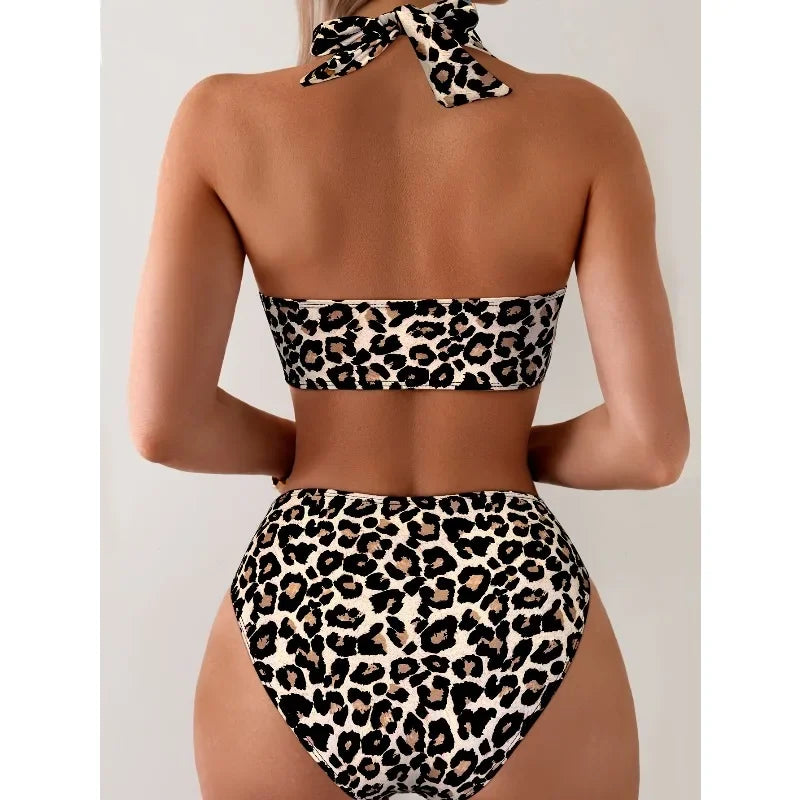 Summer new set leopard print bikini set - European and American style swimwearnvs