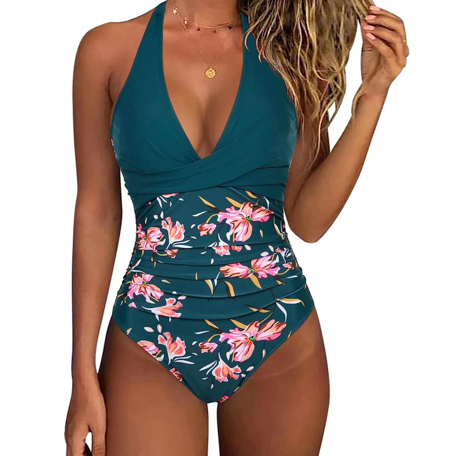 2025 Print One Piece Swimsuit Women Sexy Pleated Bathing Suit Leopard Printed Bodysuit Bikini Set Summer Fashion New Beachwear