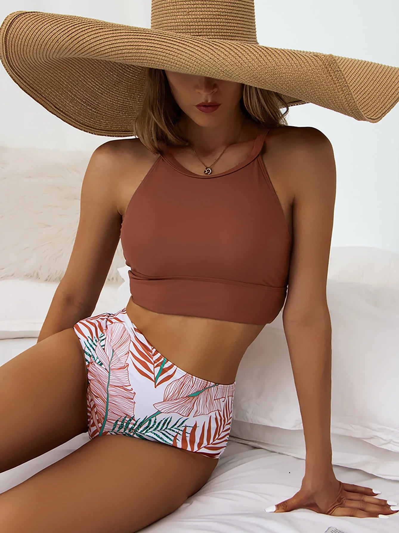Sexy Bikini 2026 Woman High Neck Swimsuit Female Two Pieces Swimwear Women High Waist Bikinis Set Beach Wear for Bathing Suit
