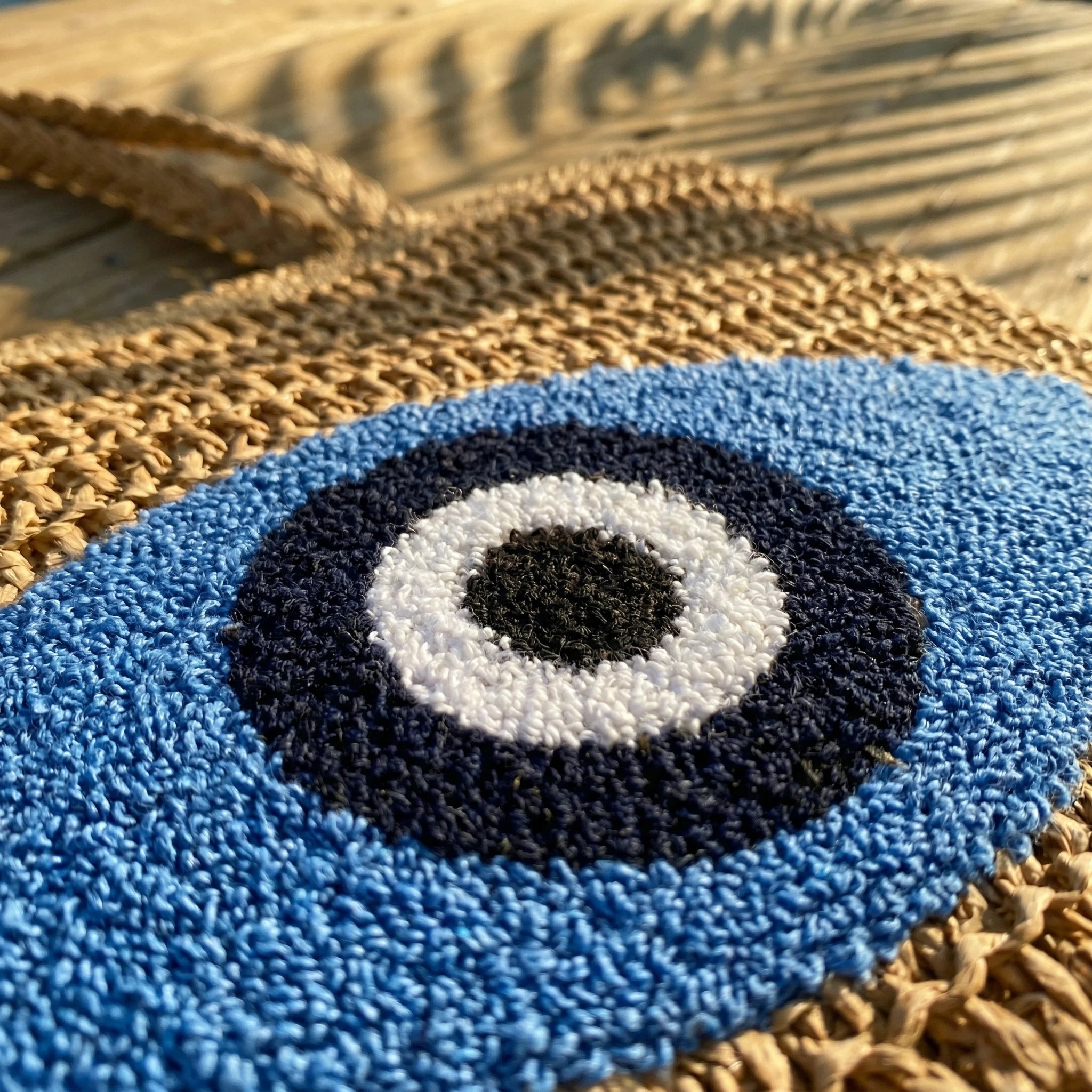 Large Capacity Handmade Straw Tote Bag Woman Bohemian Embroidery Eye Shoulder Bags Handwoven Summer Handbag for Beach Vacation