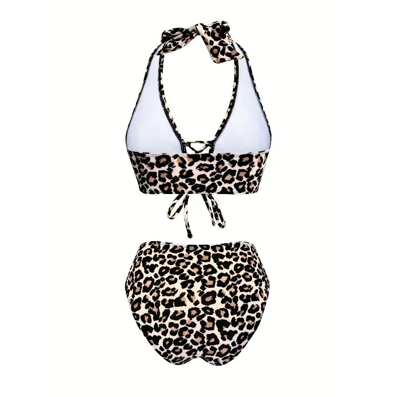 Summer new set leopard print bikini set - European and American style swimwearnvs