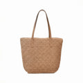 Casual Solid Color Weave Straw Tote Bag Square Zipper Beach Handbag Bohemian Style Large Capacity Raffia Shoulder Bag Summer